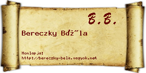 Bereczky Béla névjegykártya