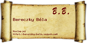 Bereczky Béla névjegykártya